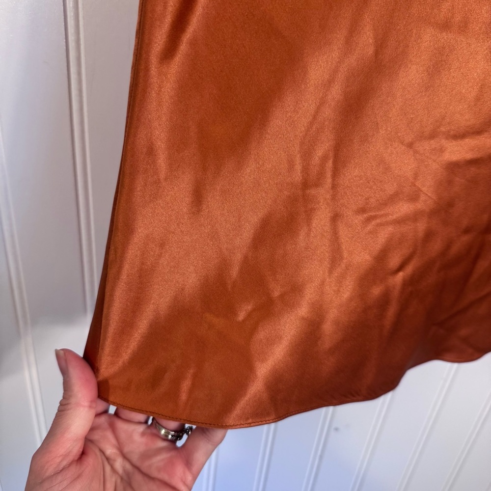 Ellen Tracy 100% Silk Cap Sleeveless Cowl Neck Blouse Tank Top Orange Size 8 - Picture 4 of 10